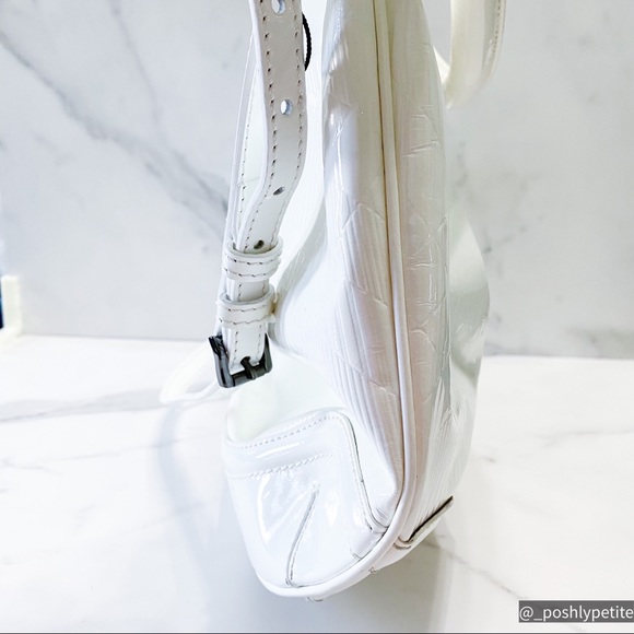 BURBERRY White Check Embossed Patent Leather Medium Craigwell Hobo Bag - Picture 8 of 17